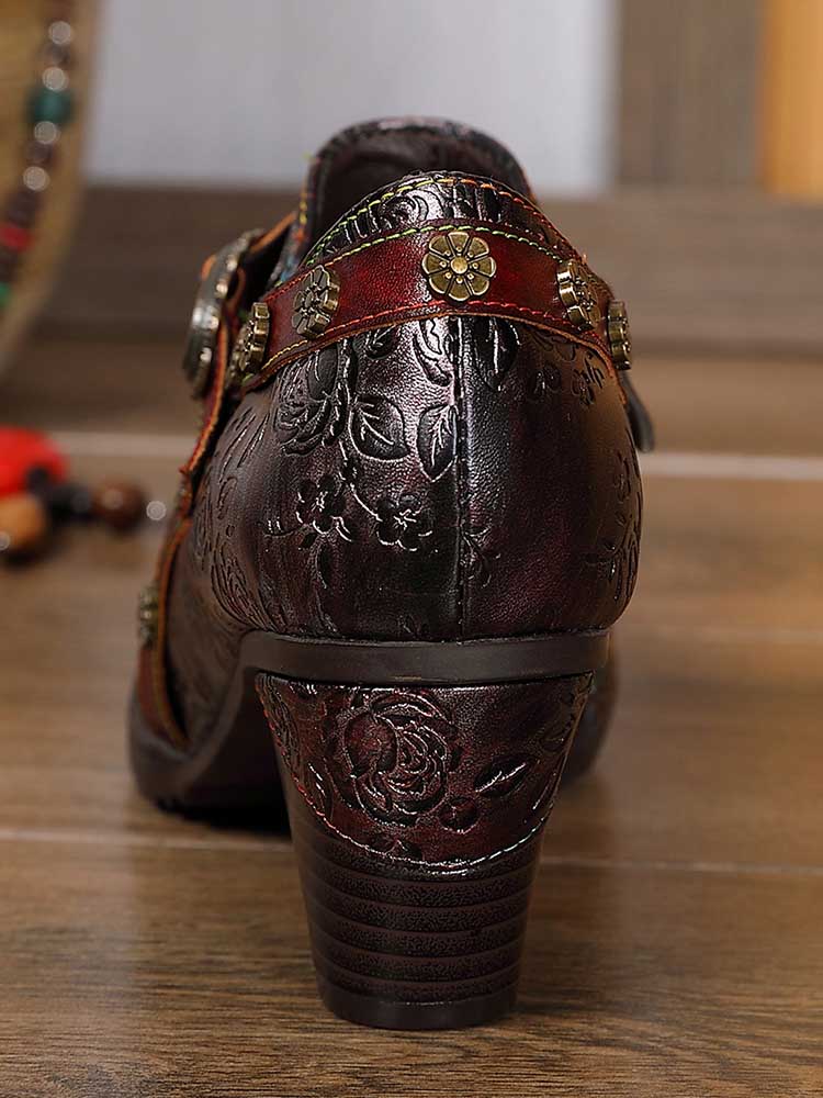 Adalee Retro Floral Embossed Shoes – product view 26