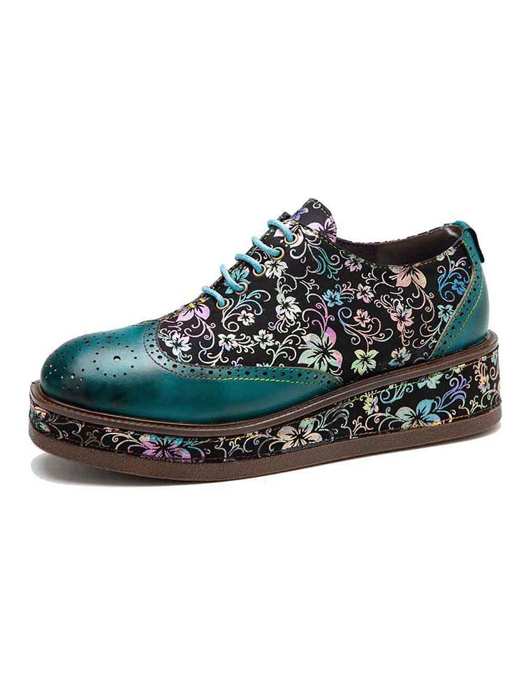 Genuine Leather Handmade Flat Platform Shoes – product view 1