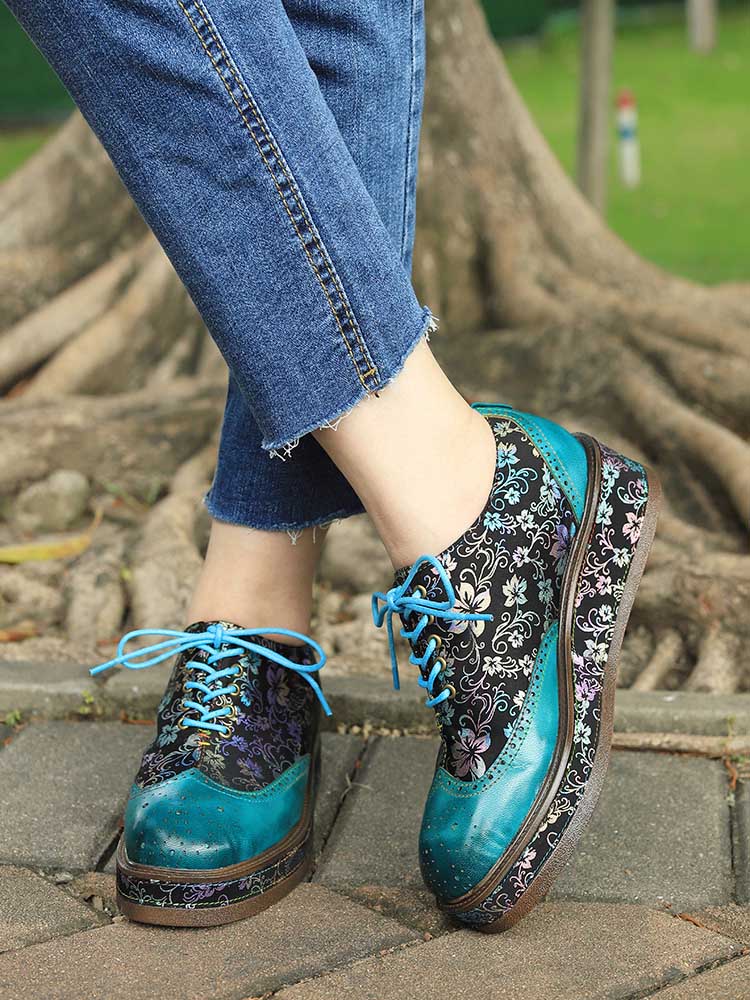 Genuine Leather Handmade Flat Platform Shoes – product view 6