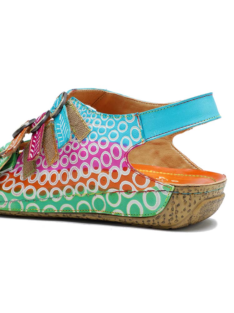 Comfy Printed Leather Flower Sandals – product view 9
