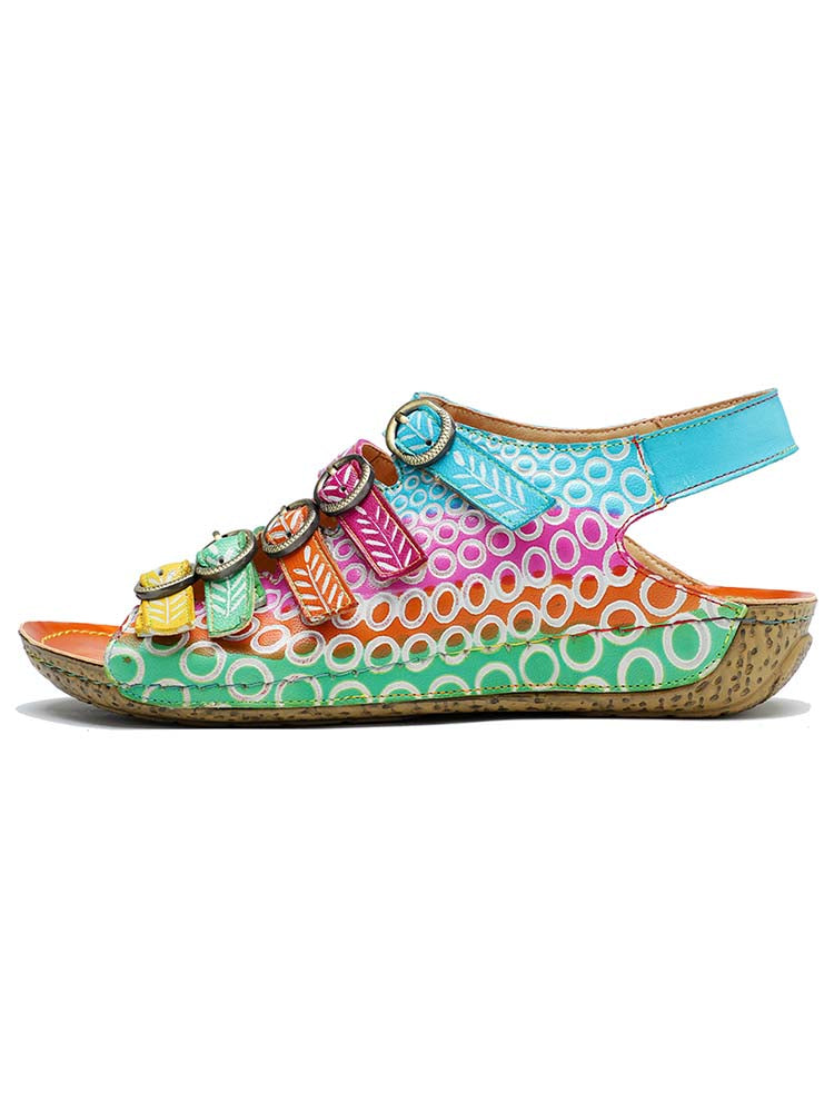 Comfy Printed Leather Flower Sandals – product view 6