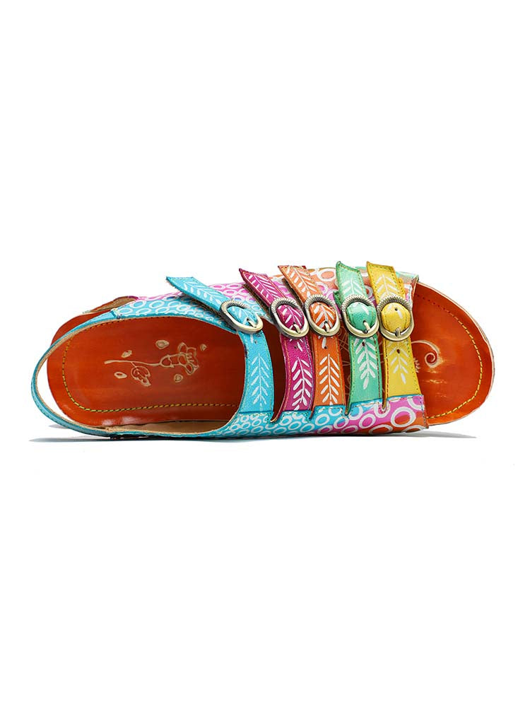 Comfy Printed Leather Flower Sandals – product view 7