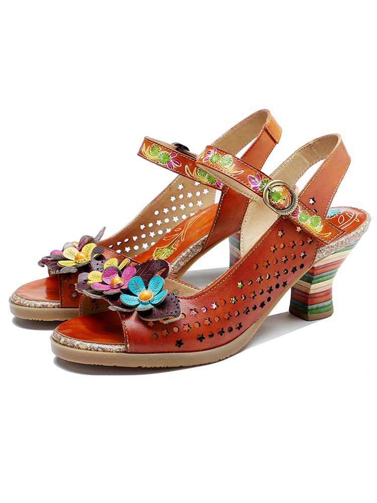 Fish Mouth Three Flowers Hollow Sandals – product view 2
