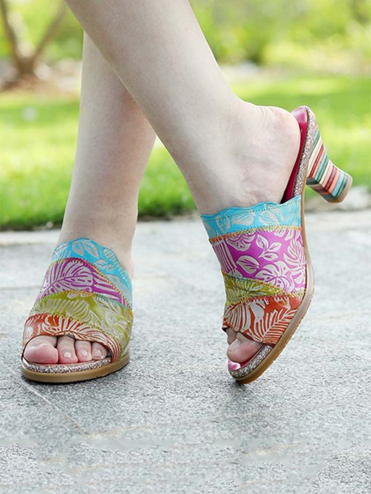 Four Color Splicing Slippers – product view 12