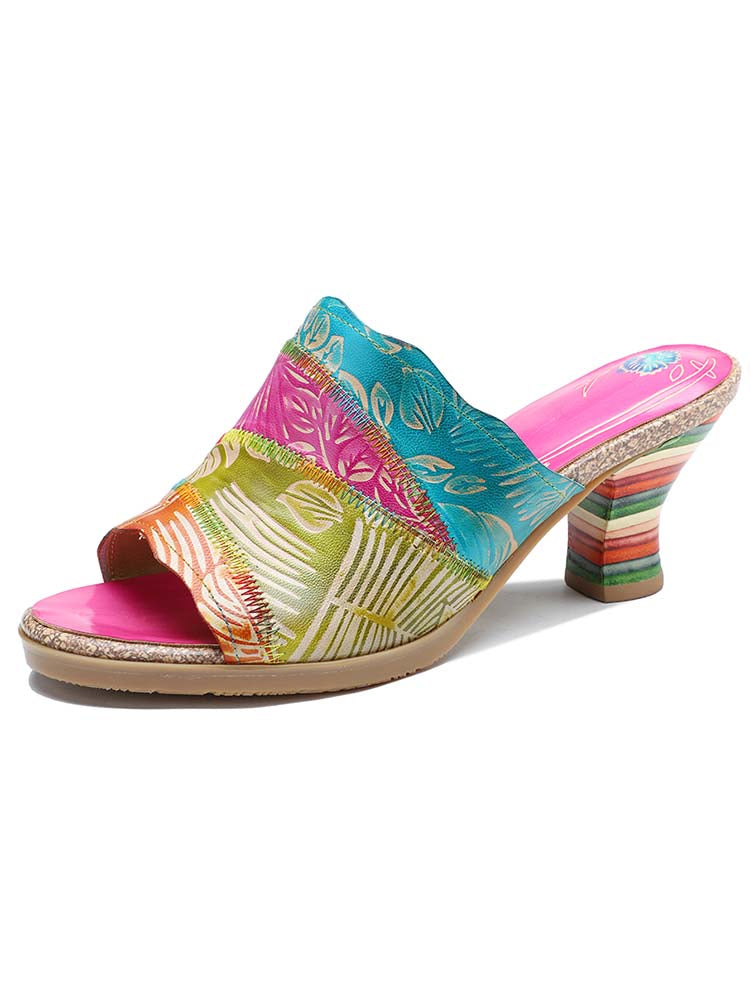Four Color Splicing Slippers – product view 1