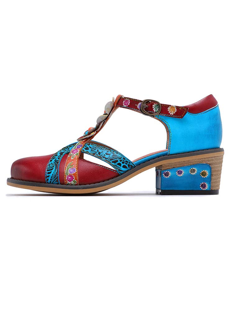 Genuine Leather Flower Retro Shoes – product view 3
