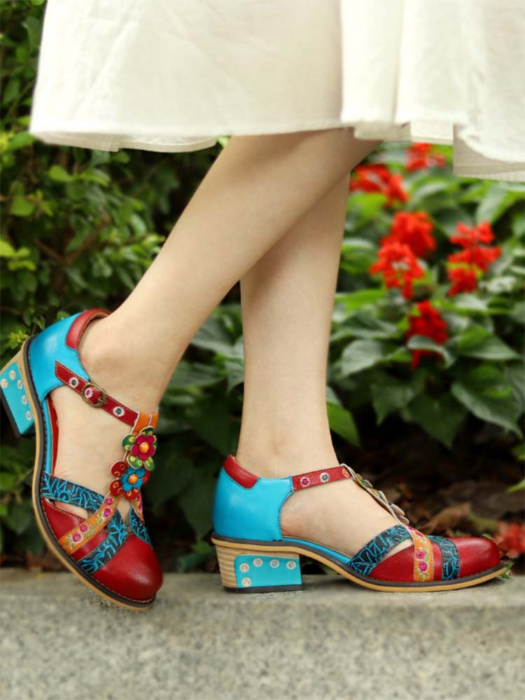 Genuine Leather Flower Retro Shoes – product view 16