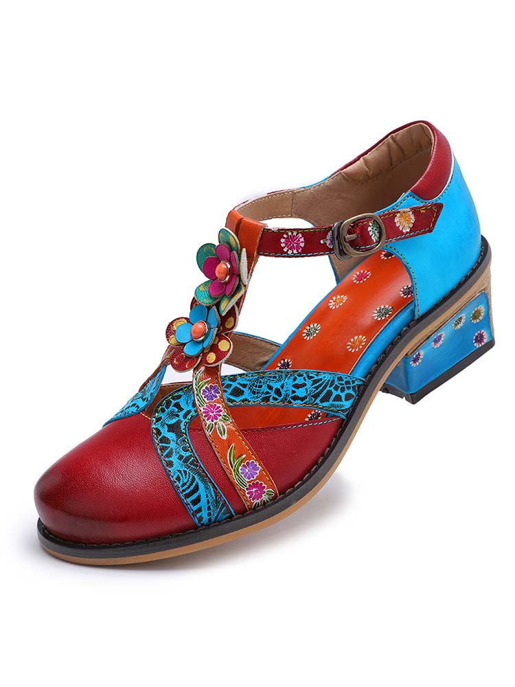 Genuine Leather Flower Retro Shoes – product view 7