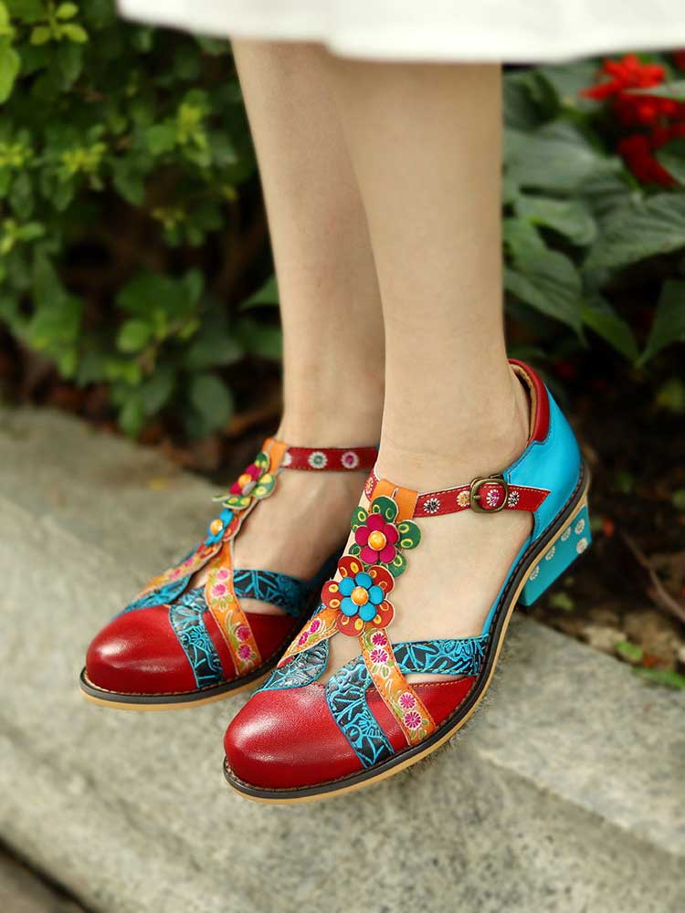 Genuine Leather Flower Retro Shoes – product view 15