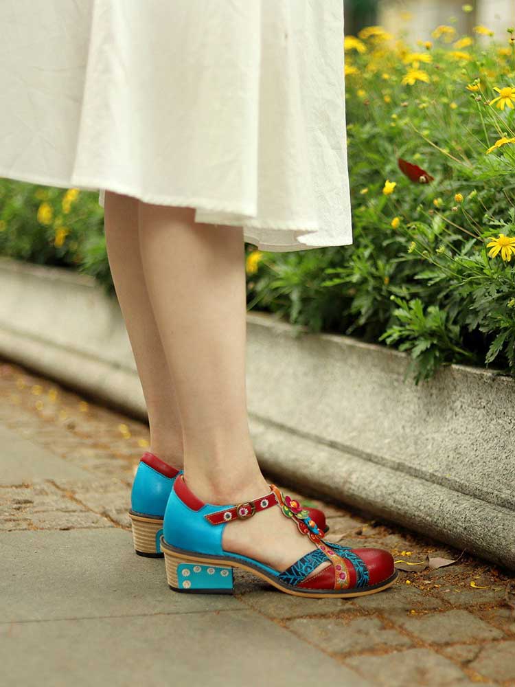 Genuine Leather Flower Retro Shoes – product view 18