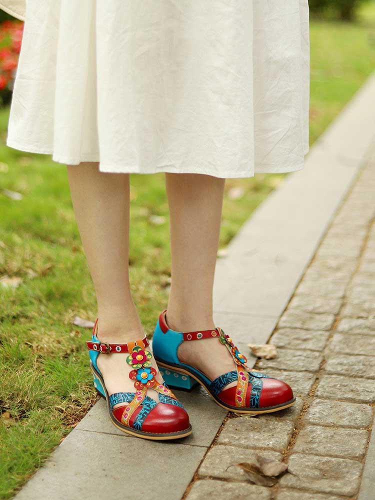 Genuine Leather Flower Retro Shoes – product view 19