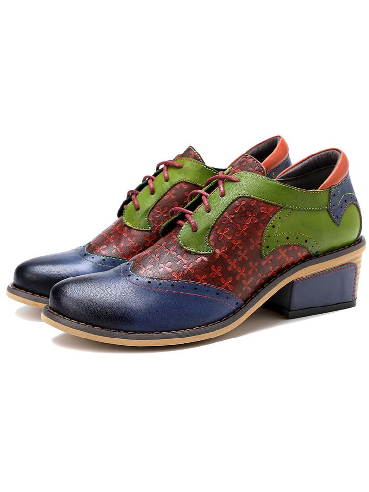 Casual Vintage Handmade Style Leather Brogue Shoes – product view 2