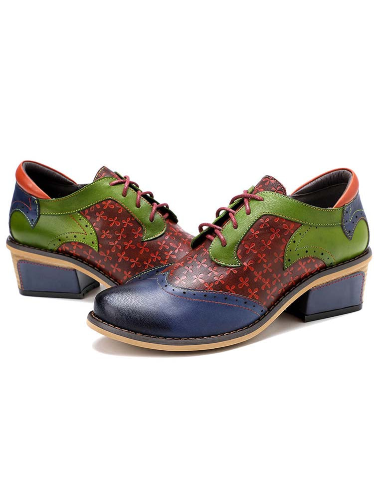 Casual Vintage Handmade Style Leather Brogue Shoes – product view 4