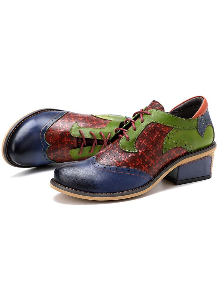 Casual Vintage Handmade Style Leather Brogue Shoes – product view 5