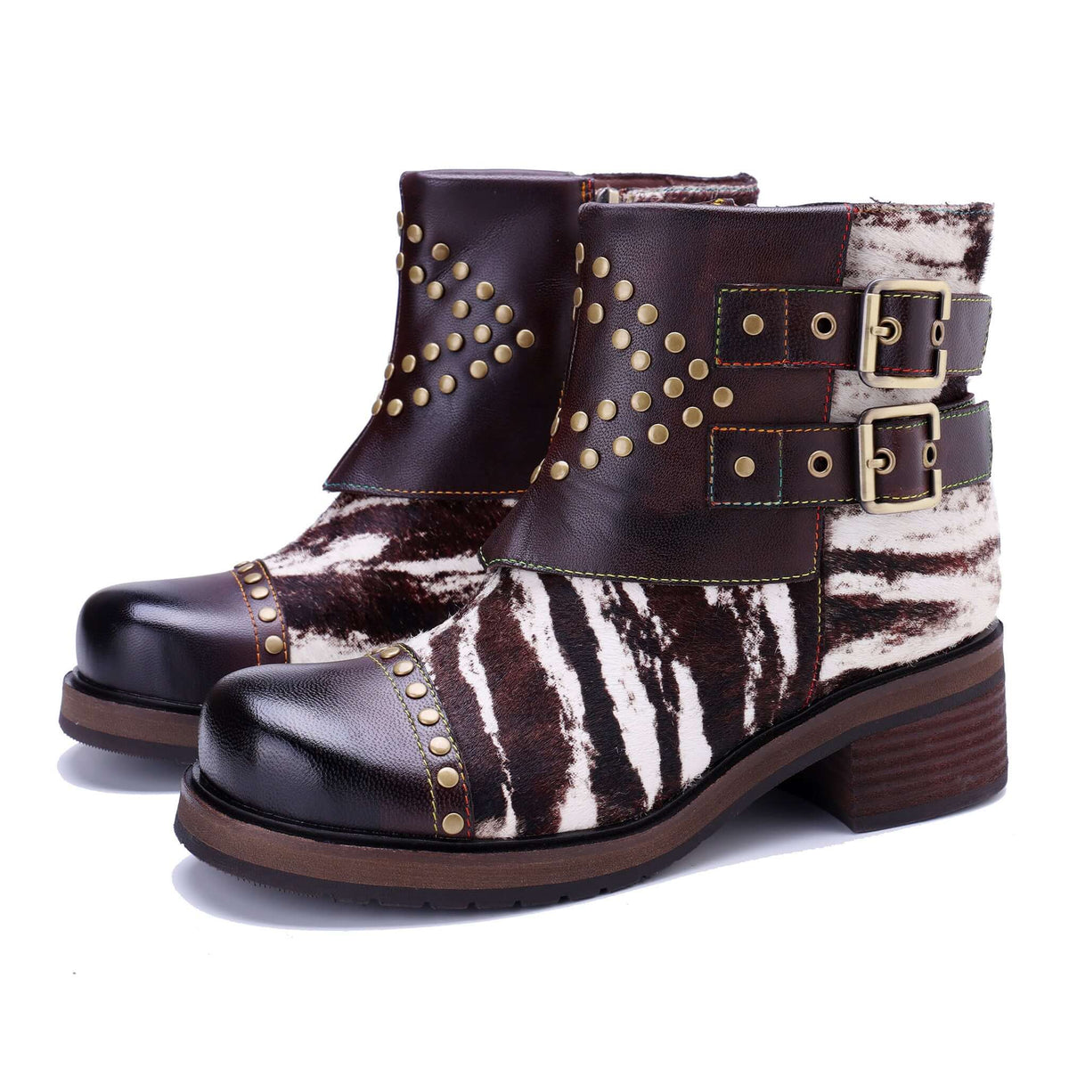 Colorstepshoes Wild Zebra Flat Ankle Boots – product view 1