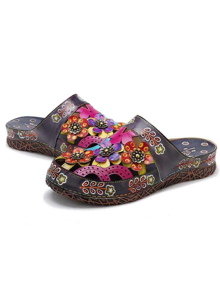 Flowers Handmade Colorful Slippers – product view 5
