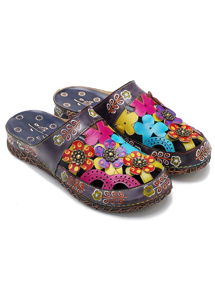 Flowers Handmade Colorful Slippers – product view 4