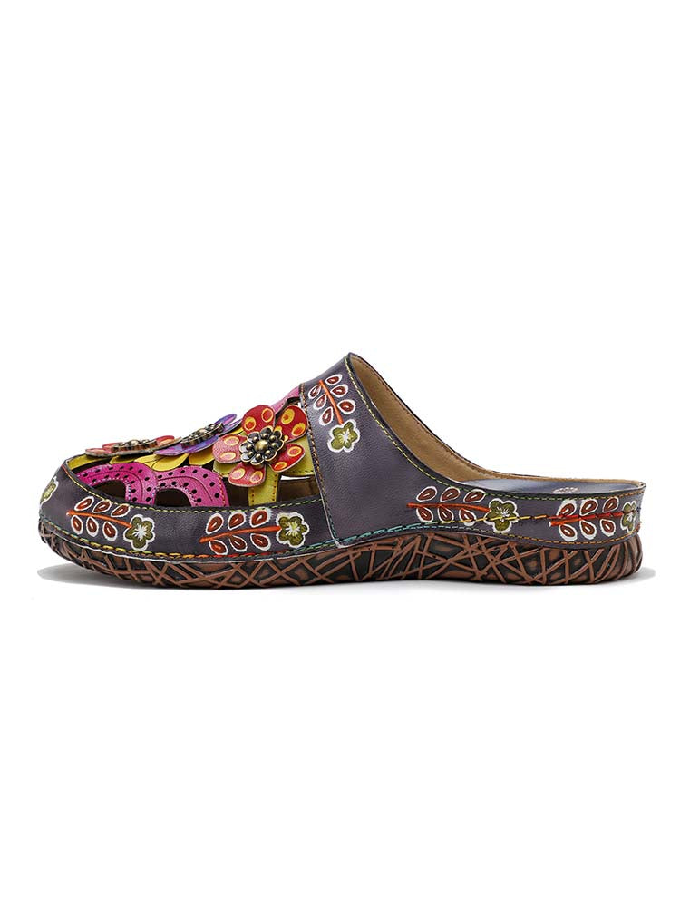 Flowers Handmade Colorful Slippers – product view 3