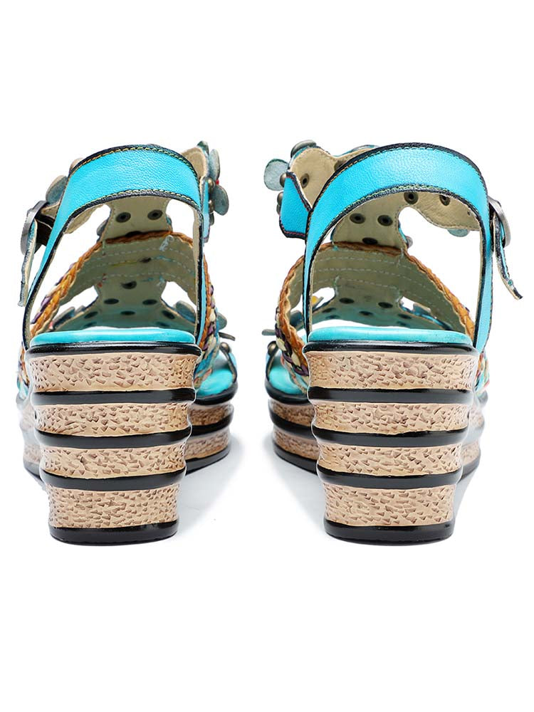 Handmade Flowers Wedge Sandals – product view 8