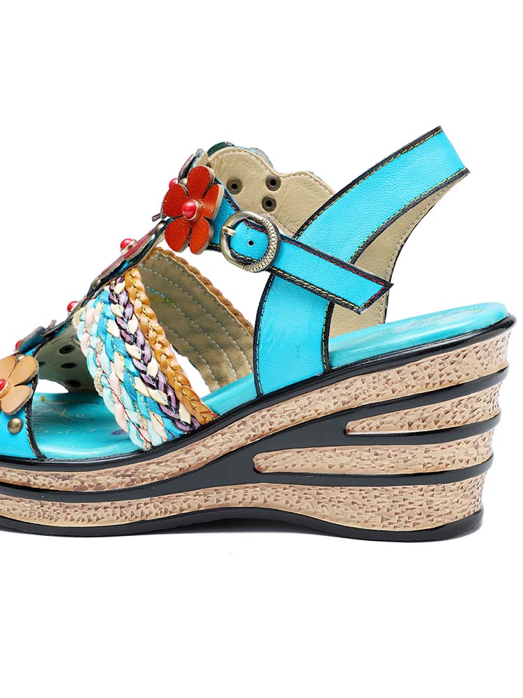 Handmade Flowers Wedge Sandals – product view 7