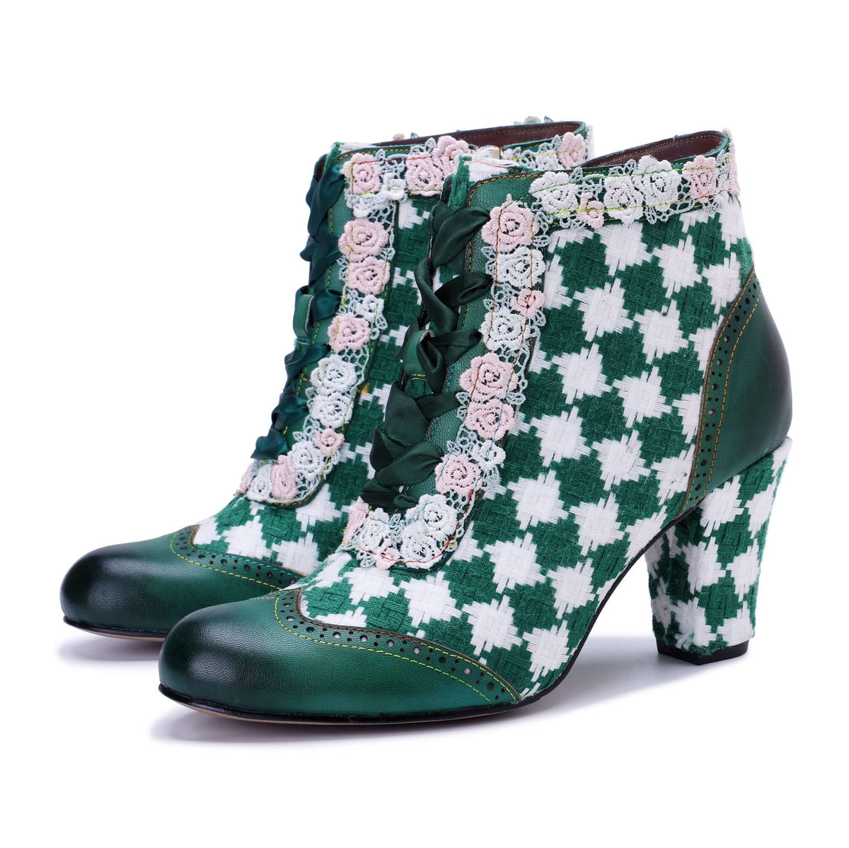 Colorstepshoes Emerald Artistic Floral Lace Boots – product view 1