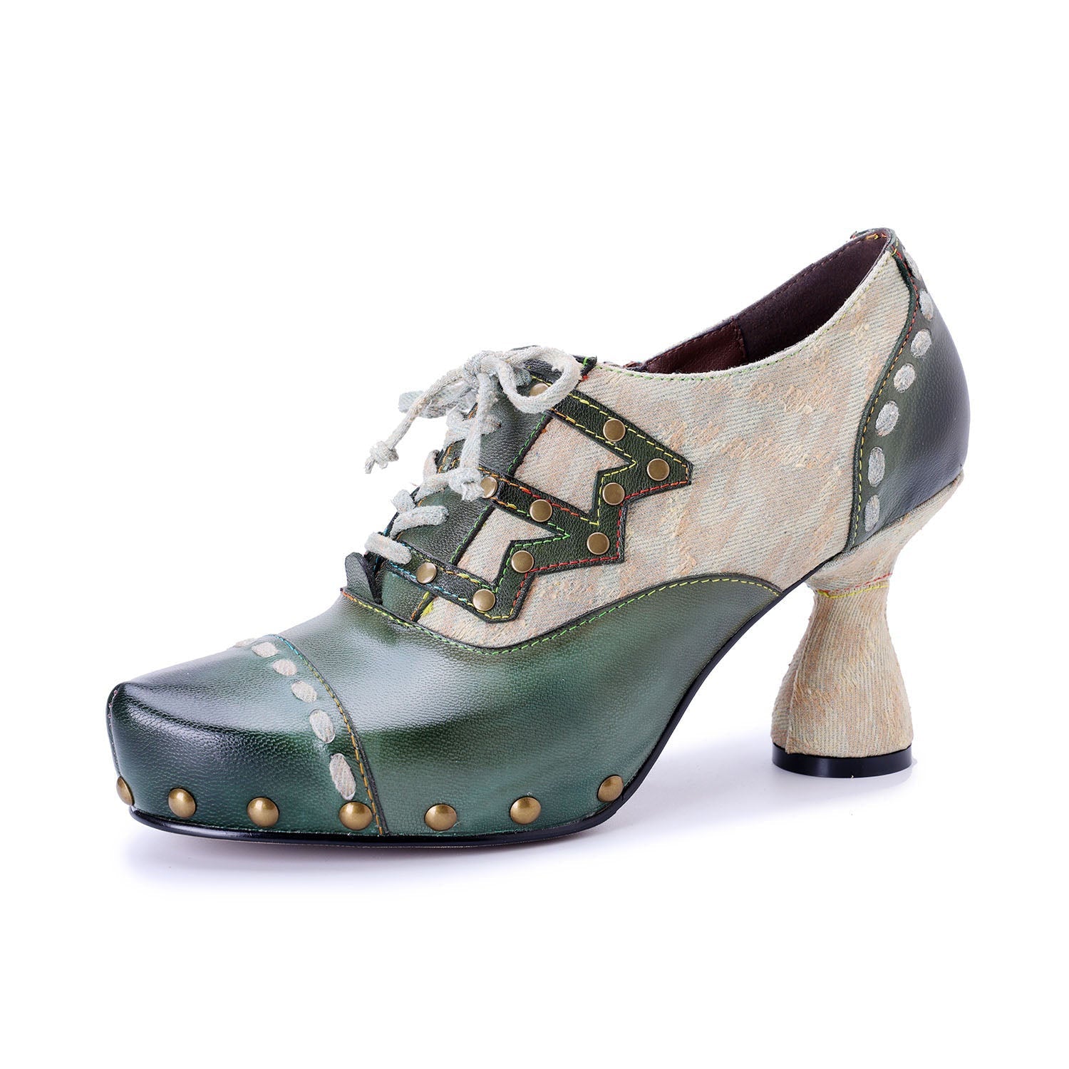 Colorstepshoes Vintage Forest Grace Lace-Up Pumps
