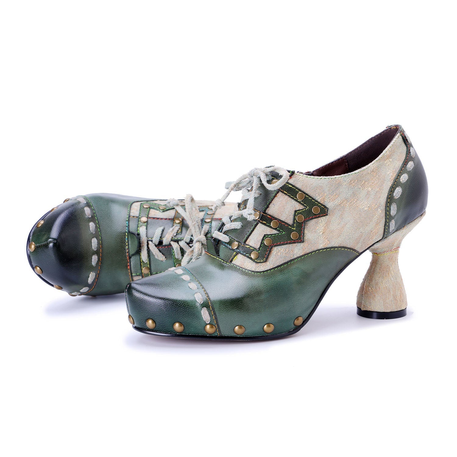 Colorstepshoes Vintage Forest Grace Lace-Up Pumps