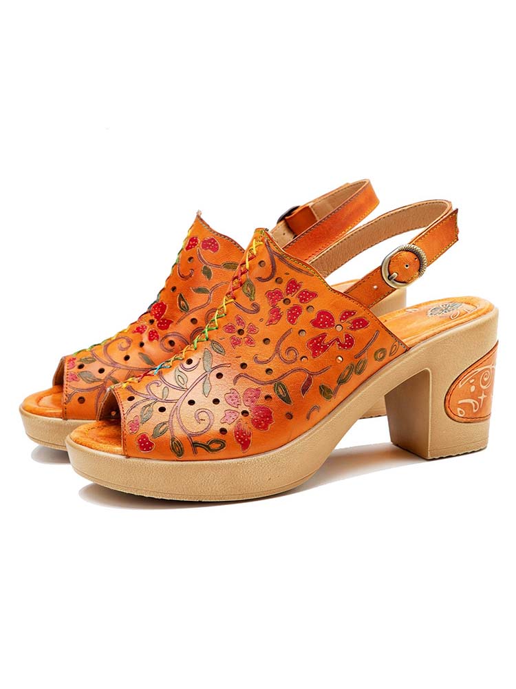 Fish Mouth Genuine Leather High Heel Sandals – product view 2