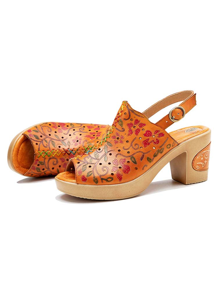 Fish Mouth Genuine Leather High Heel Sandals – product view 3