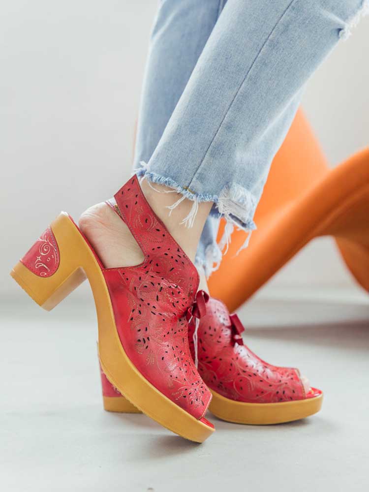 Vintage Handmade Fish Mouth Hollow Sandals – product view 15