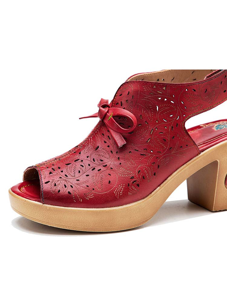 Vintage Handmade Fish Mouth Hollow Sandals – product view 8