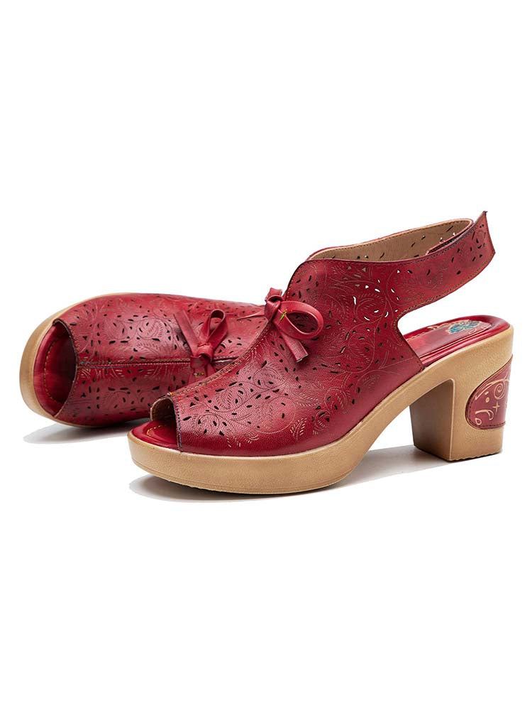 Vintage Handmade Fish Mouth Hollow Sandals – product view 4