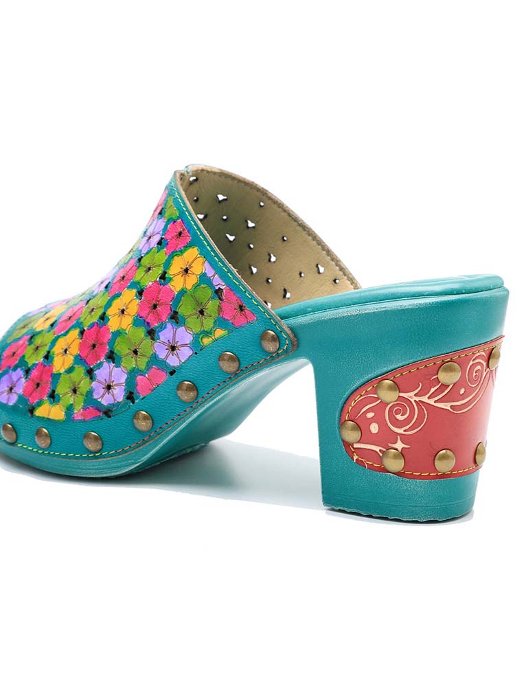 Retro Handmade Four-color Printed Sandals – product view 9