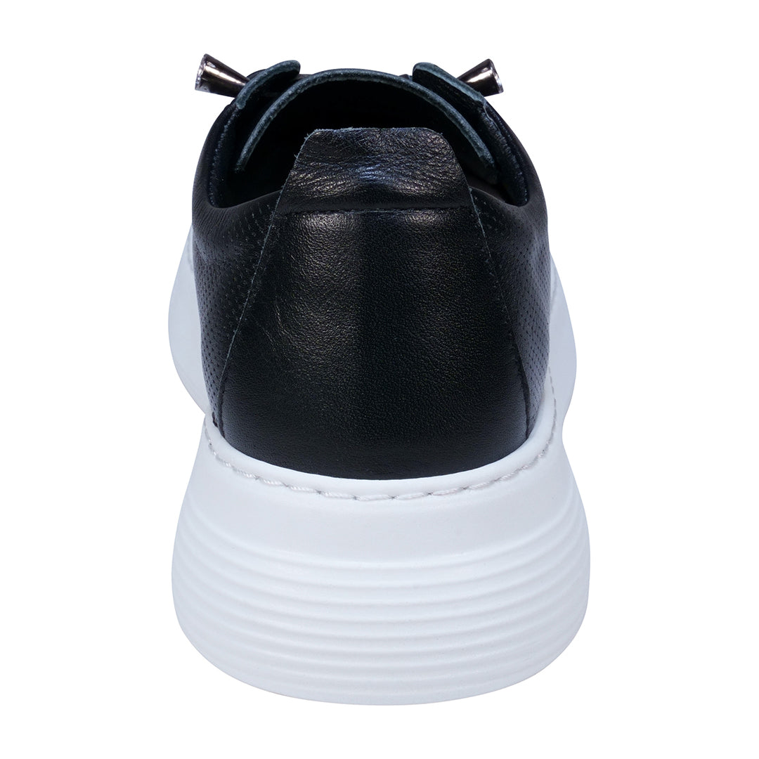 Graze Black Hidden Lace Perforated Platform Leather Sneakers – product view 4