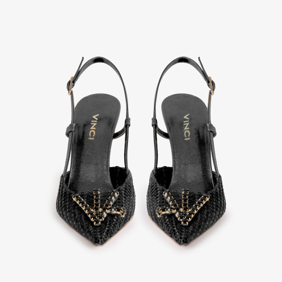 Vinci Leather The Luna Black Leather Slingback Women Sandal – product view 5