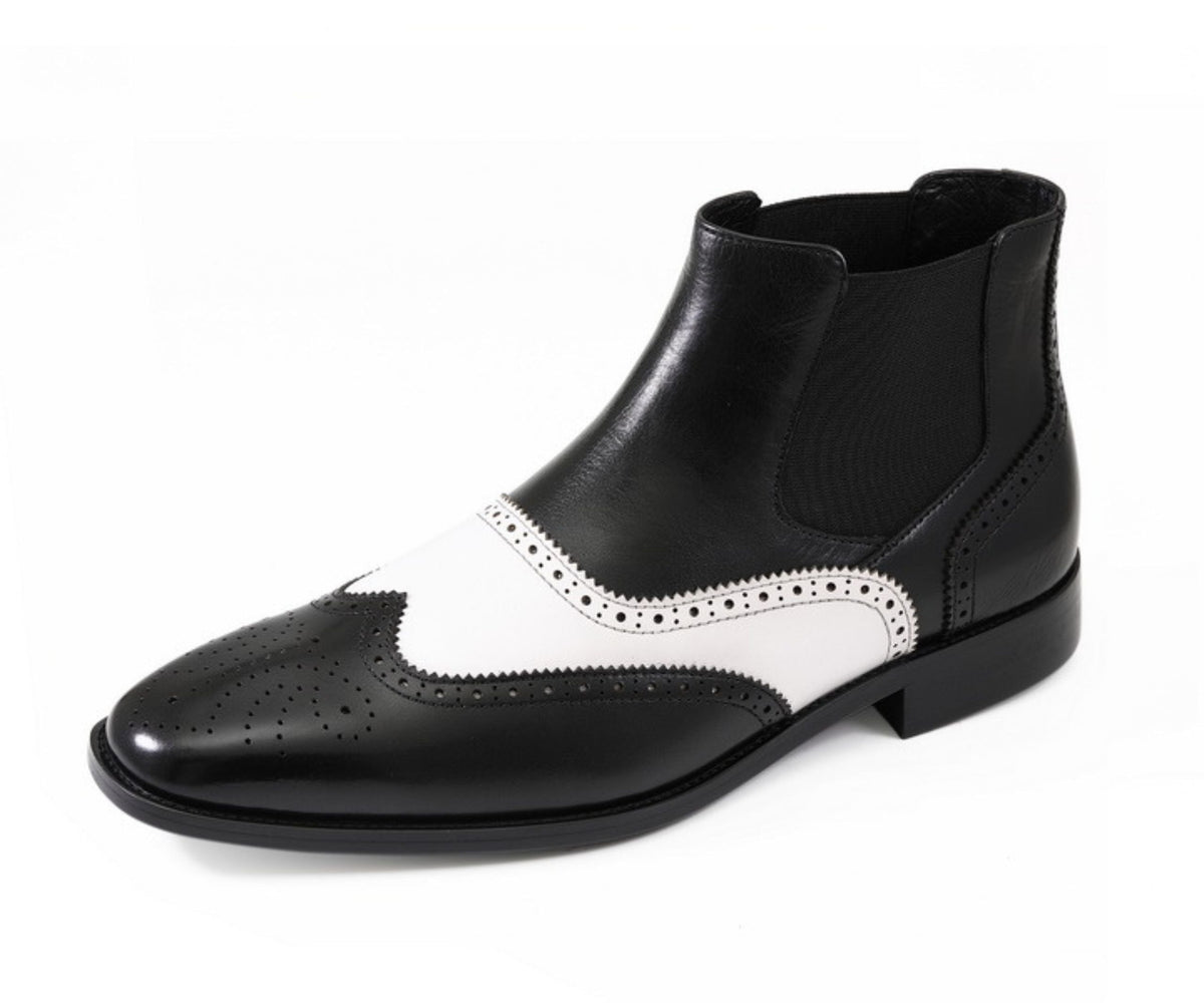 Asher Green AG2632 Menโs Black and White Leather Chelsea Boots