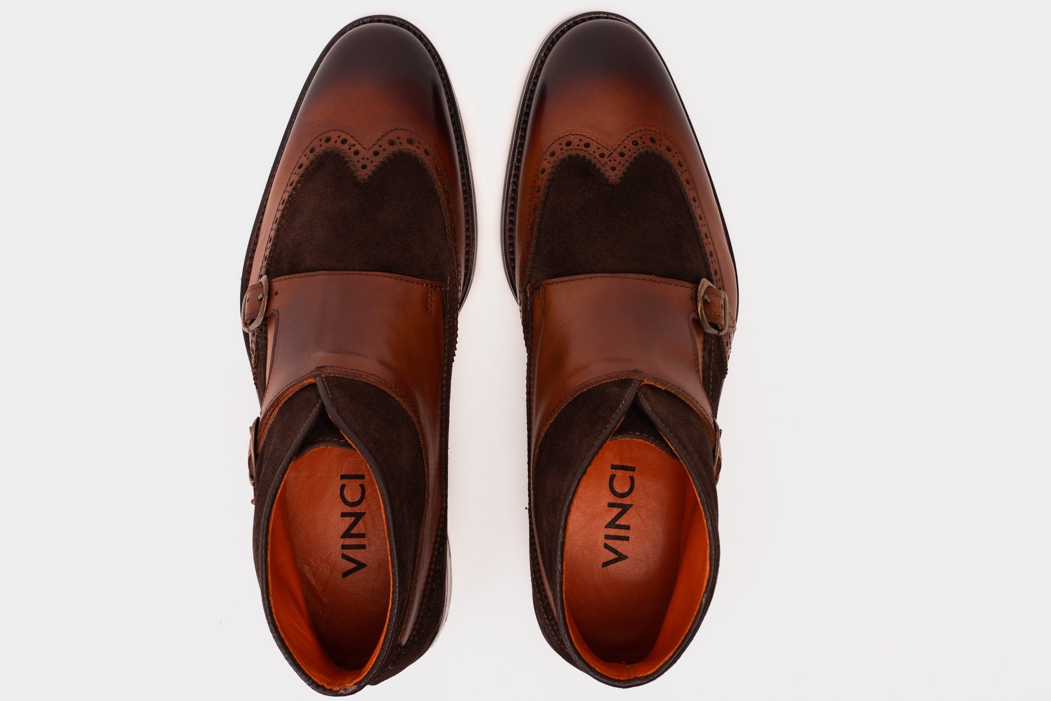 The Albus Tan Leather & Suede Double Strap Monk Brogue Men Boot