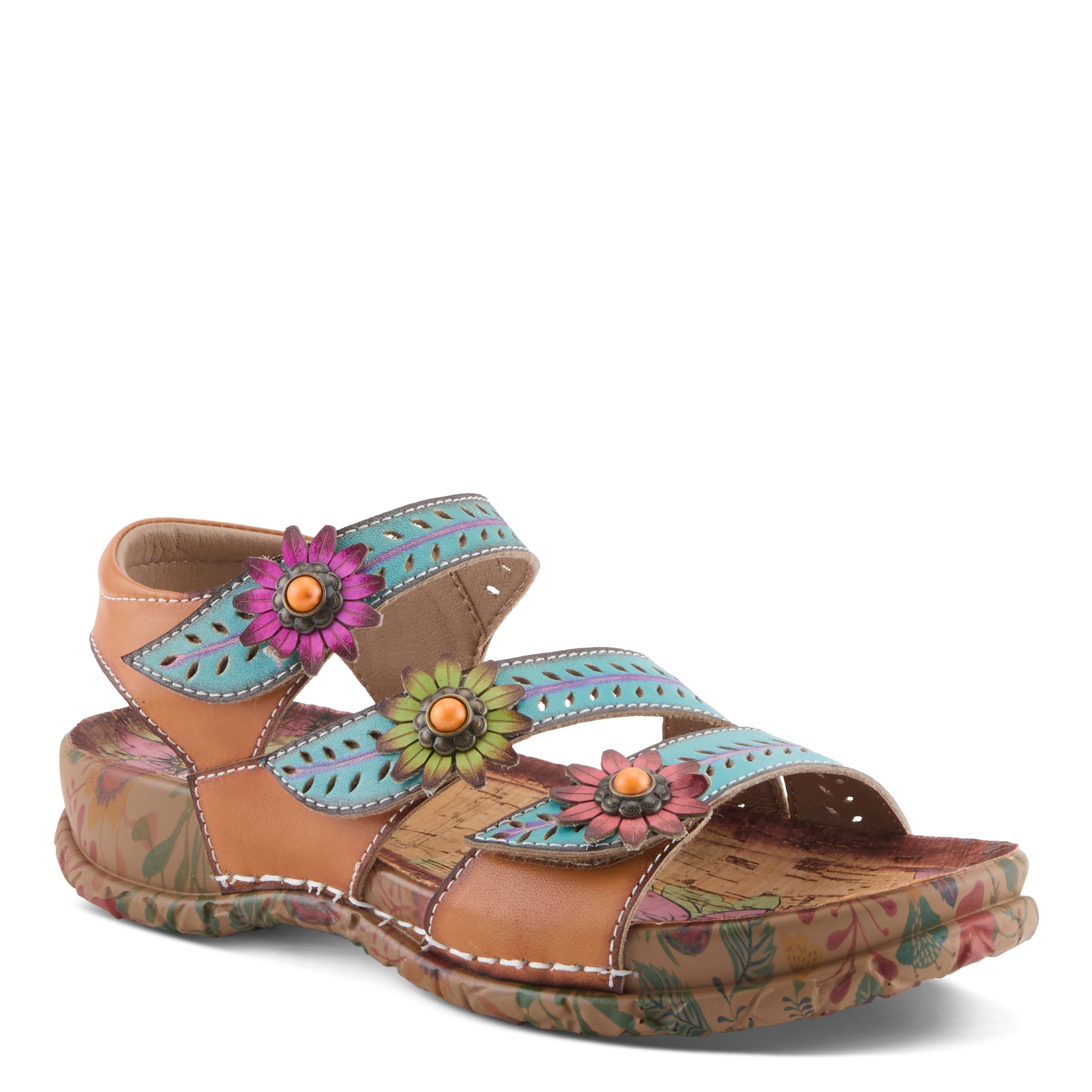 L'Artiste L'ARTISTE ANEWTRIO SANDALS sandal in turquoise multi with handcrafted leather design