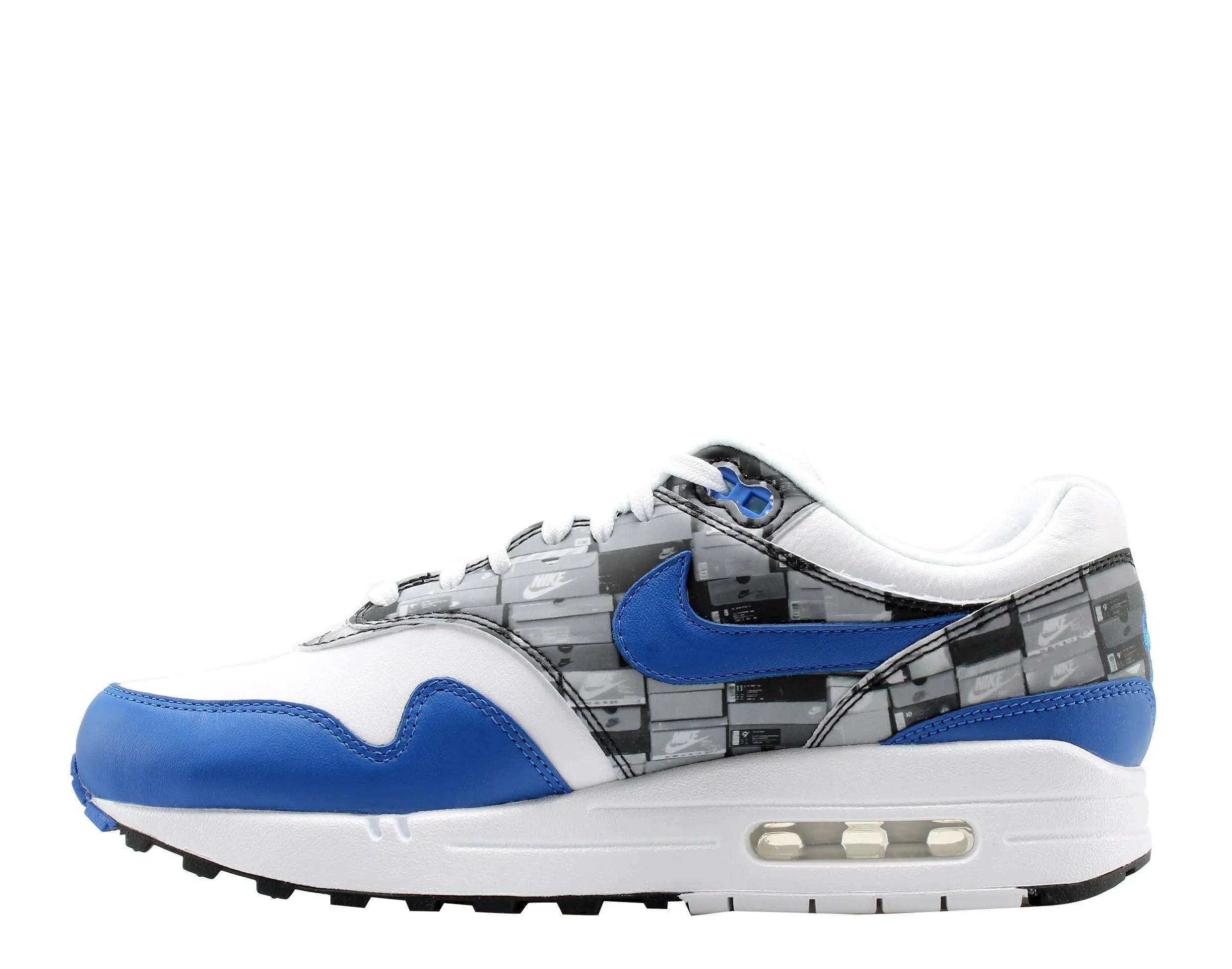 Nike Air Max 1 Print Men Running Sneakers White/Game Royal-Neutral Grey