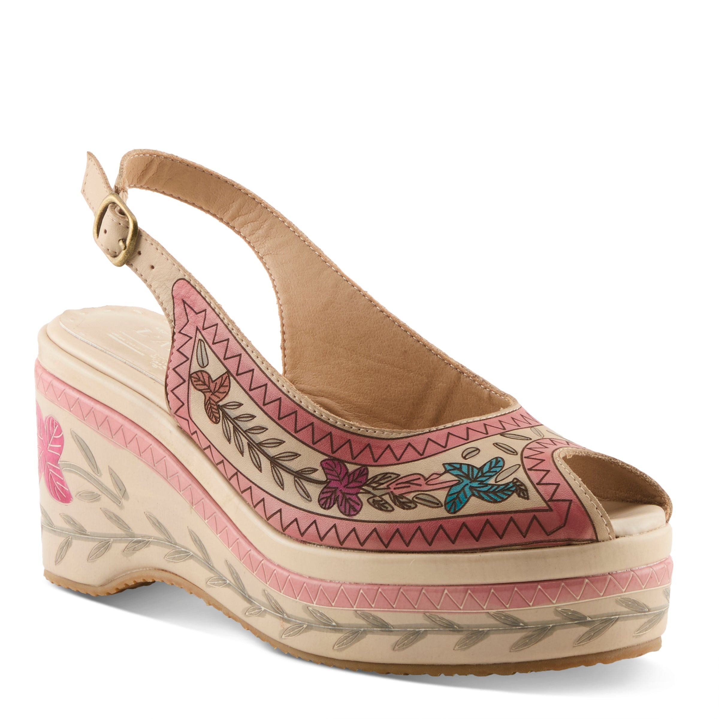 L'Artiste L'ARTISTE ARTDEVIVRE SANDAL sandal in beige multi with handcrafted leather design