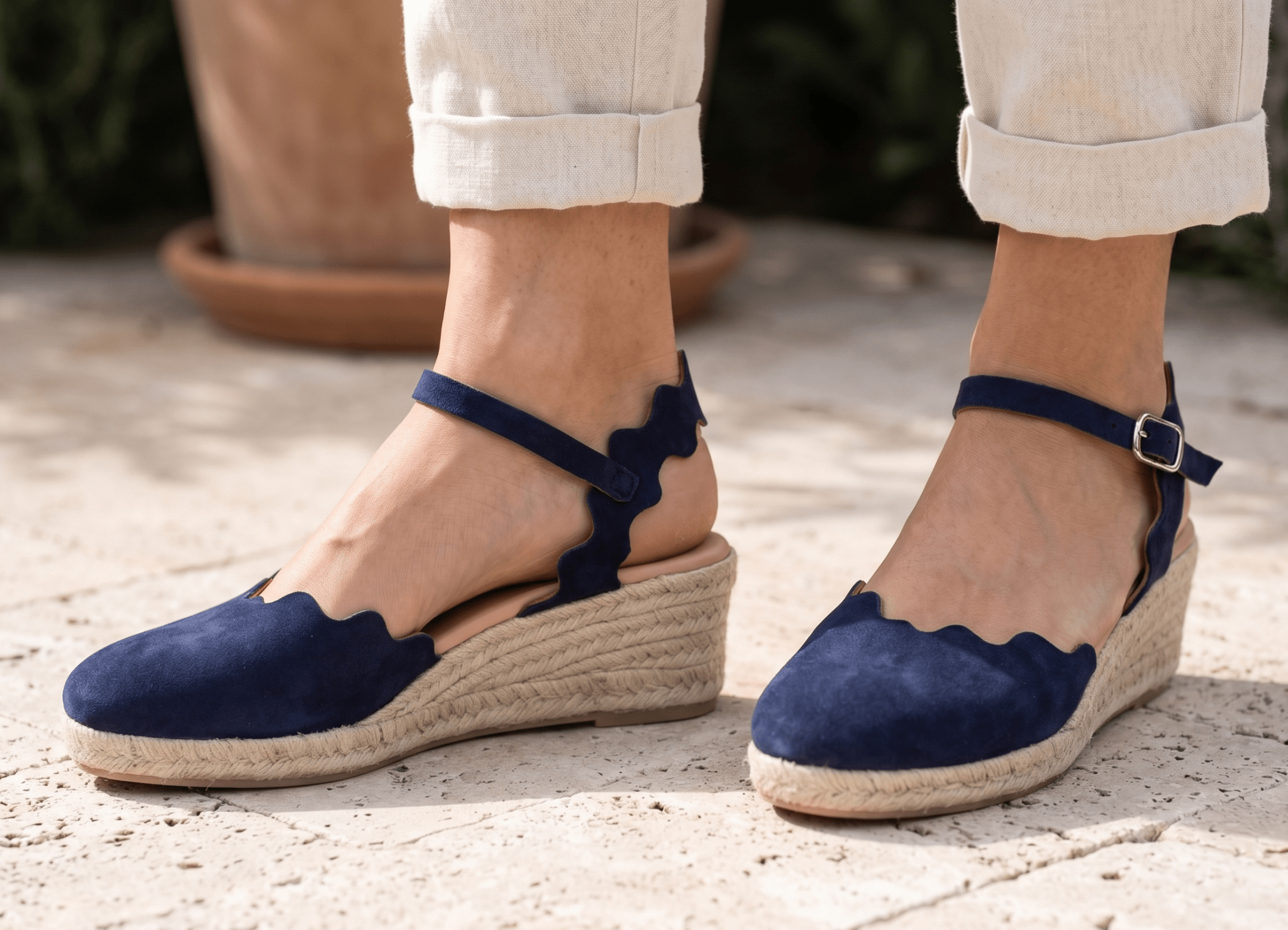 Eric Michael Abilene Spanish Suede Espadrille Wedge
