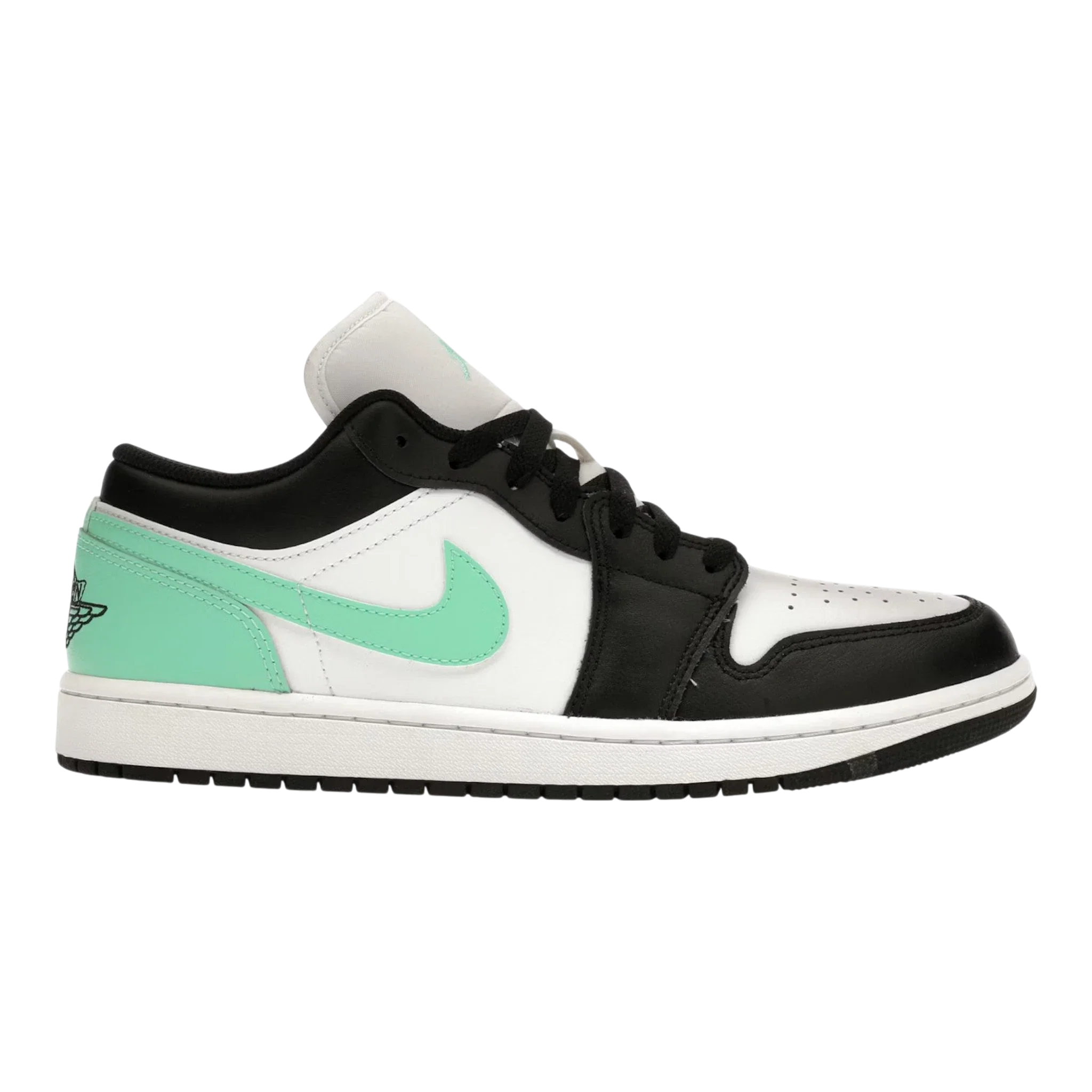 Nike Air Jordan 1 Low Men's Sneakers — White/Black/Green Glow Low-Top