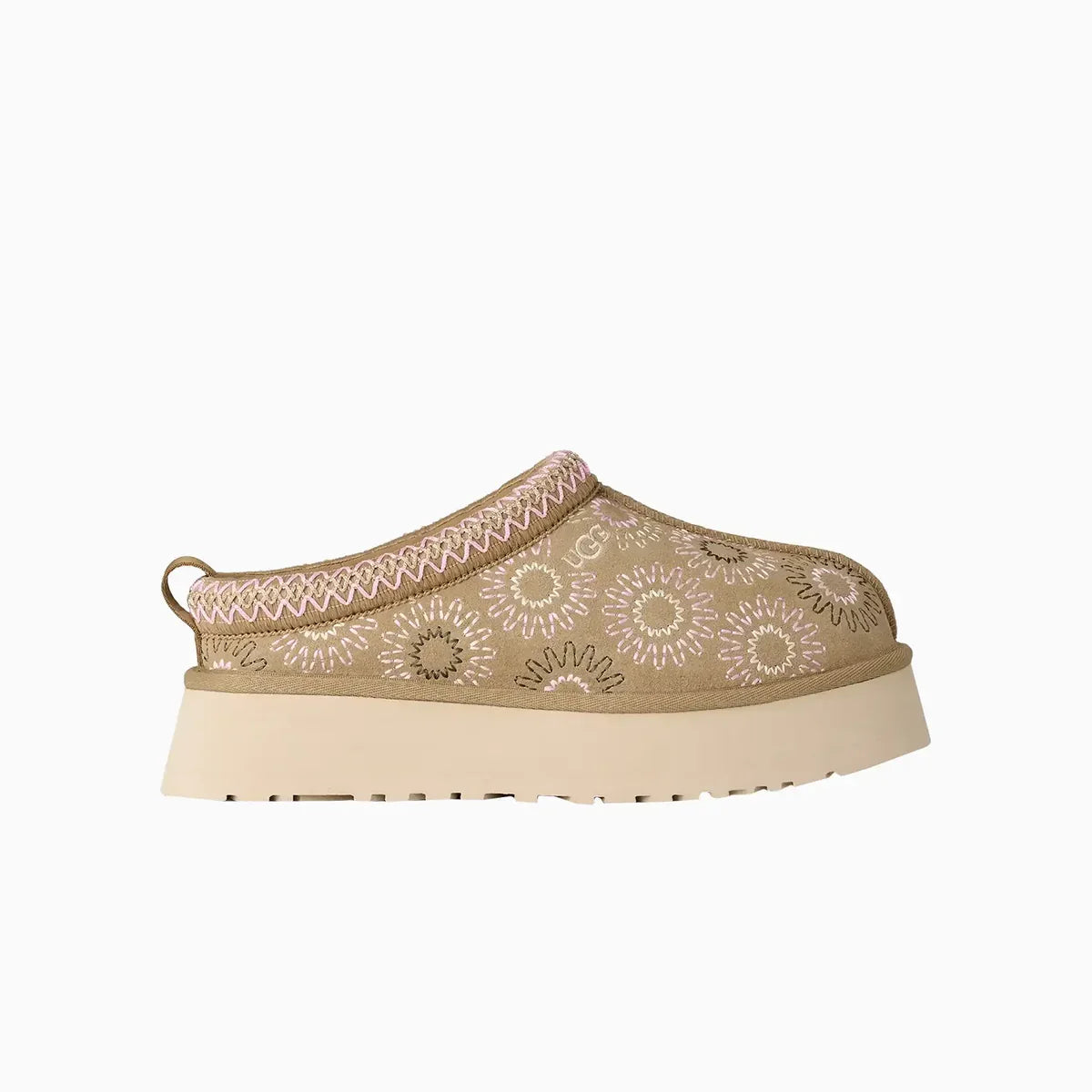 UGG Tazz Sun Stitch Women's Platform Slippers — Beige/Pink