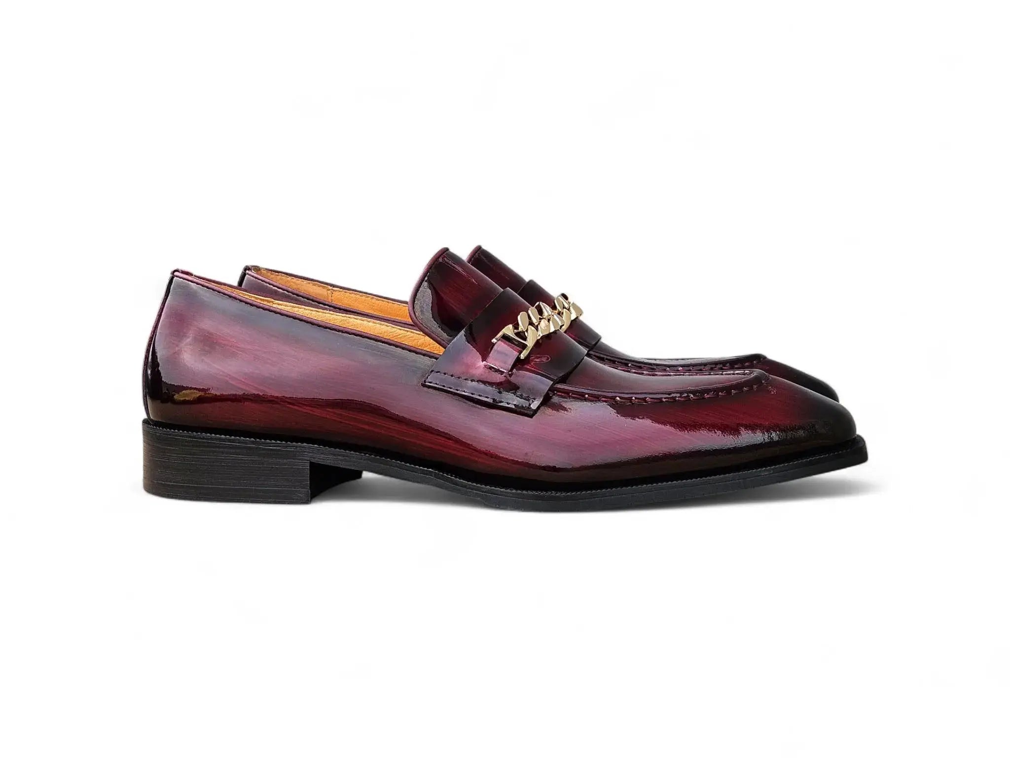 Carrucci Shoes Ks Amber Patent Leather Chain Loafer Patent Leather Amber KS303 06P view 7
