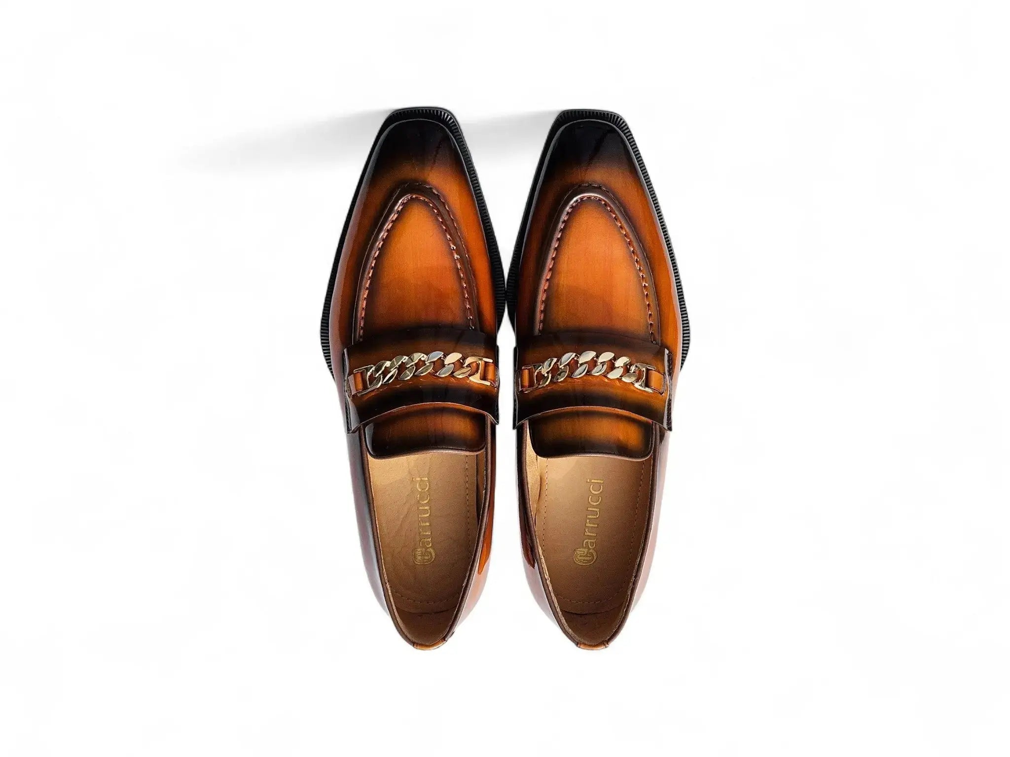 Carrucci Shoes Ks Amber Patent Leather Chain Loafer Patent Leather Amber KS303 06P top view