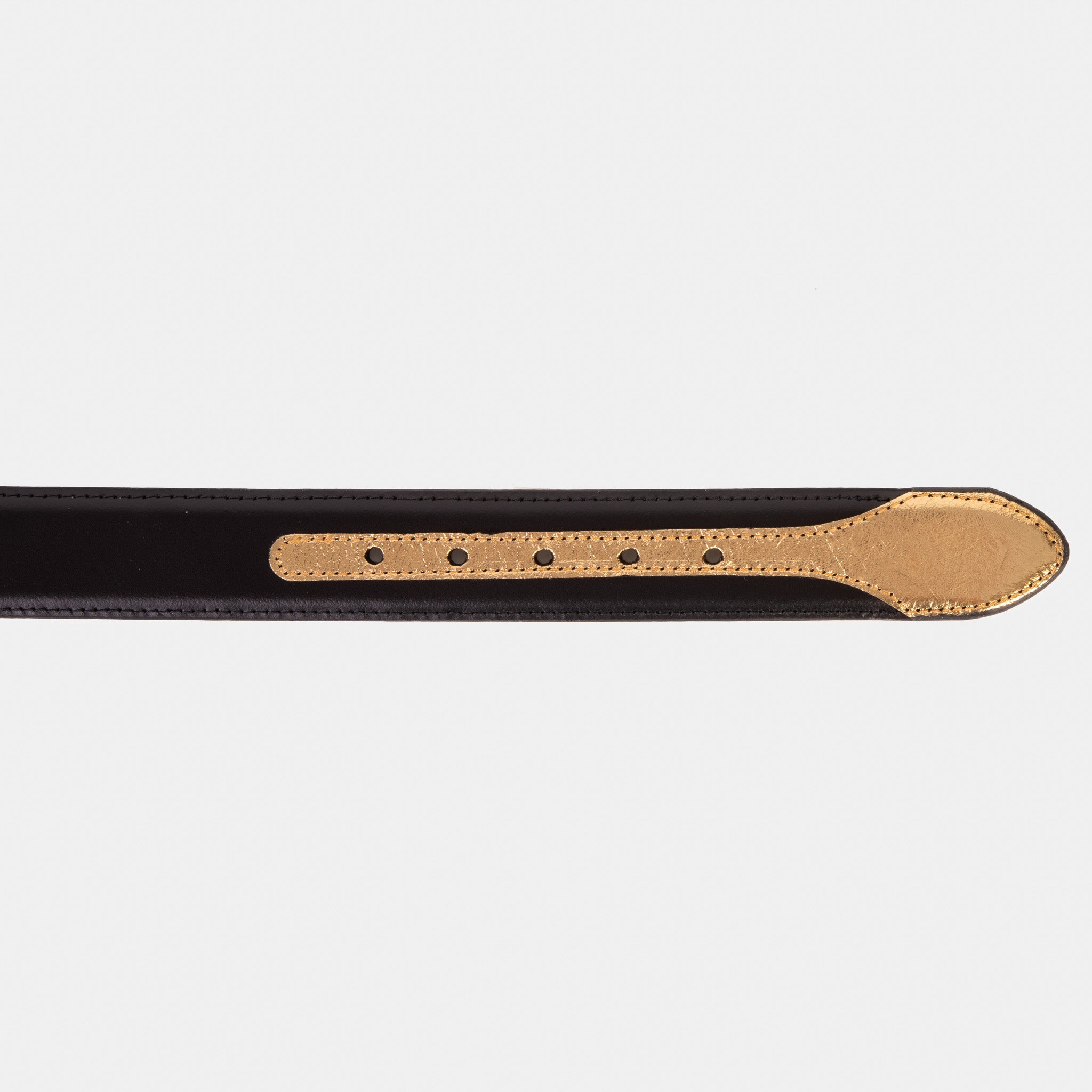 The Arda Black & Gold Leather Belt
