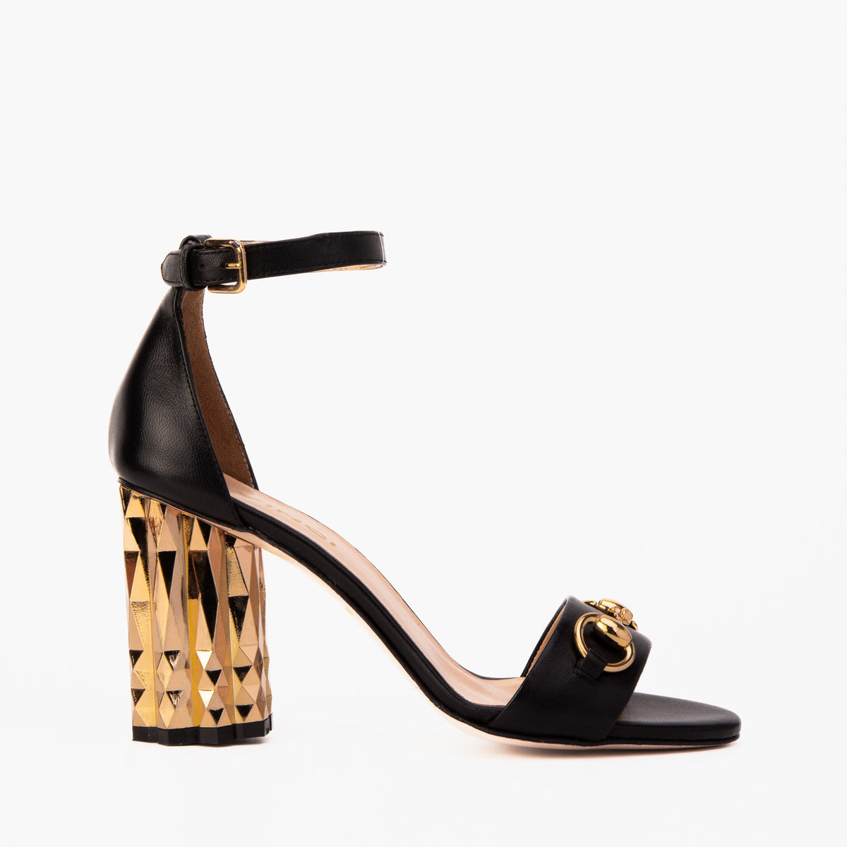 Vinci Leather The Avlonya Block Heel Black Leather Ankle Strap Women Sandal – product view 1