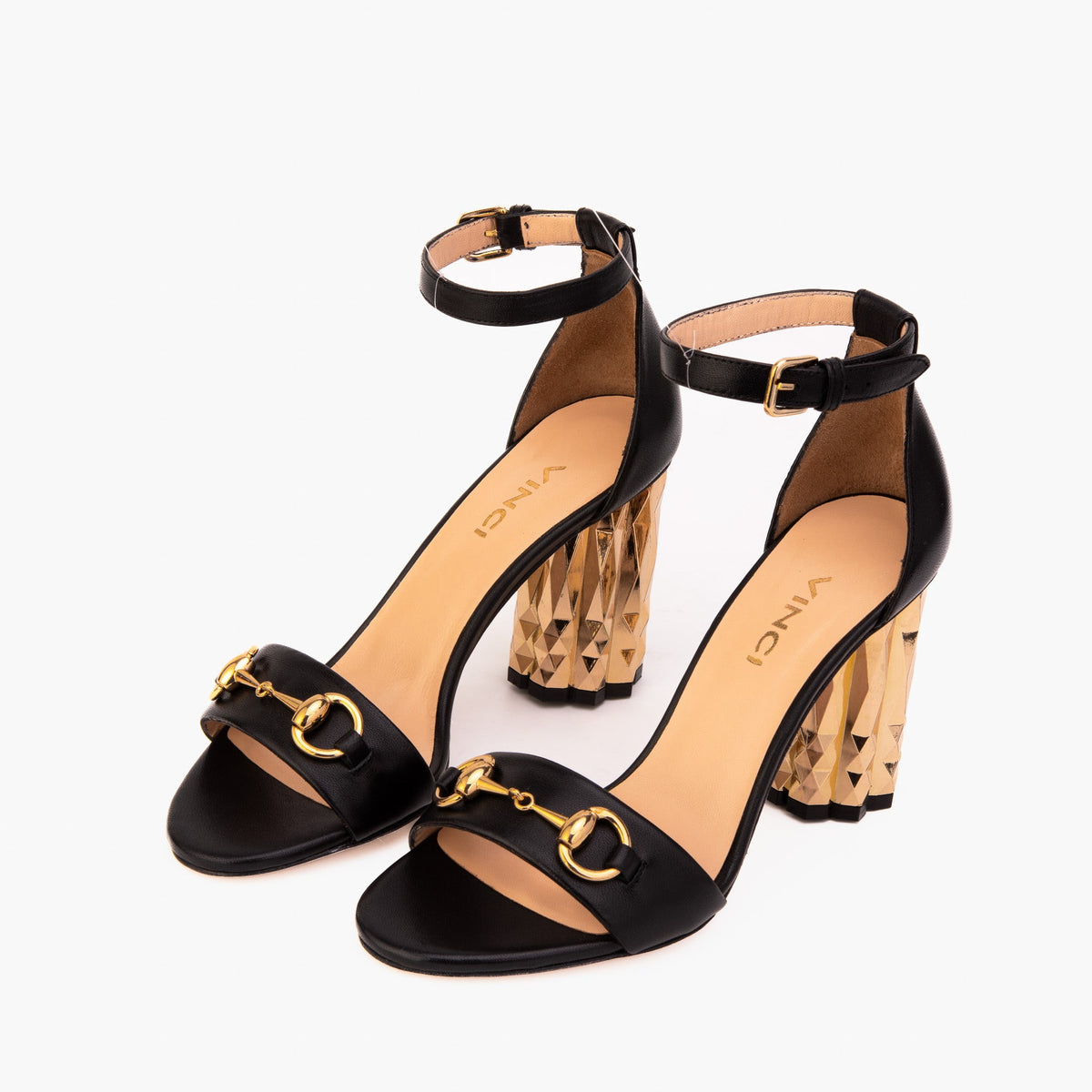 Vinci Leather The Avlonya Block Heel Black Leather Ankle Strap Women Sandal – product view 6
