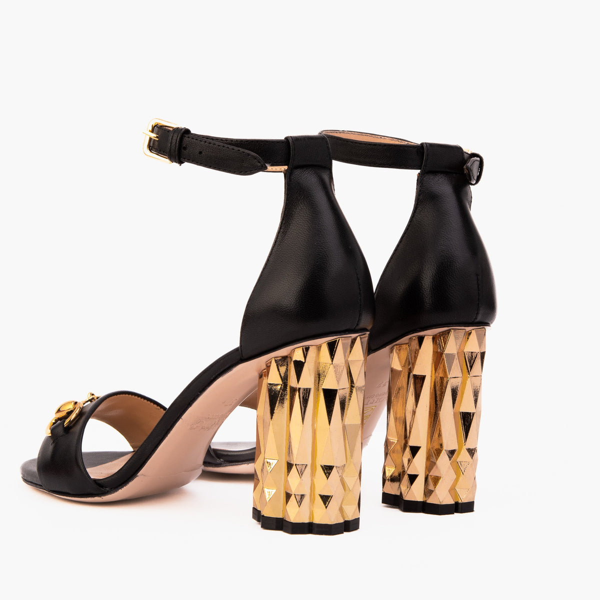 Vinci Leather The Avlonya Block Heel Black Leather Ankle Strap Women Sandal – product view 3