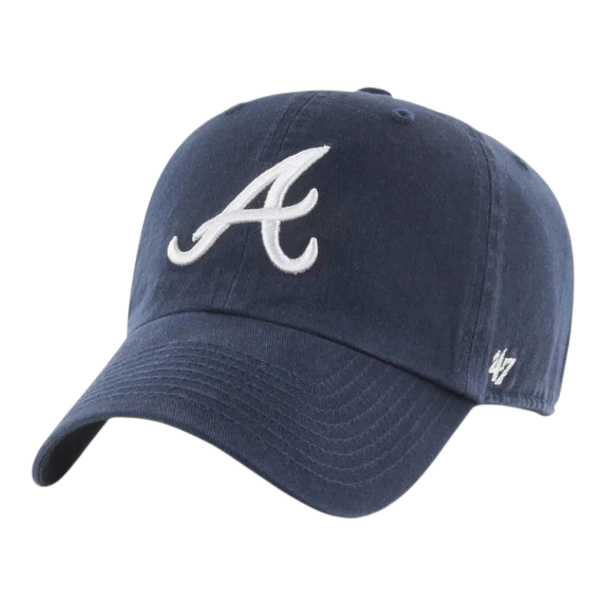 47 Brand Clean Up Atlanta Braves Strapback Hat — Navy Adjustable Cap